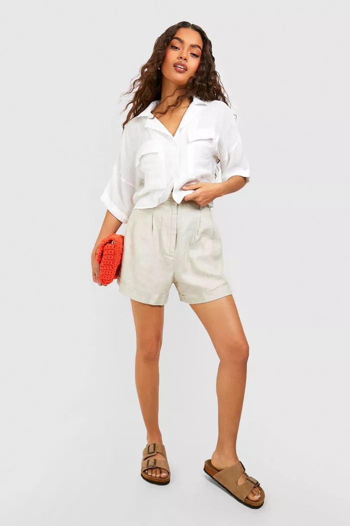 Oversized Linen Effect Shirt | boohoo (US & Canada)
