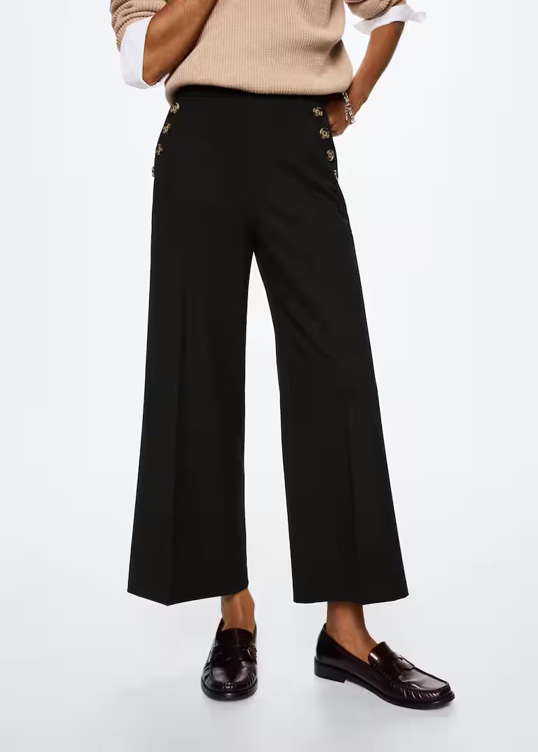 Buttons culottes trousers -  Women | Mango USA | MANGO (US)
