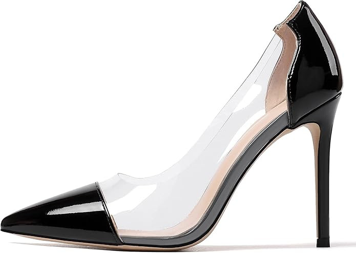 SAMMITOP Women's Pointed Toe PVC Clear Stilettos Pump Summer Wedding High Heels Party Dress Shoes | Amazon (US)