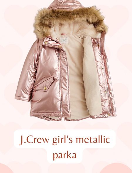 How adorable is this J. Crew metallic jacket for girls?! It is so warm and fuzzy on the outside with a lined hoodie as well! ❄️ I love the rose gold metallic color and I know my daughter will love this gift for this season! ✨ #JCREW #JCREWKids #LTKJCREW

#LTKkids #LTKHoliday #LTKGiftGuide