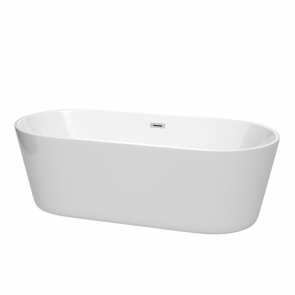 Carissa 5.9 ft. Acrylic Flatbottom Non-Whirlpool Bathtub in White with Polished Chrome Trim | The Home Depot