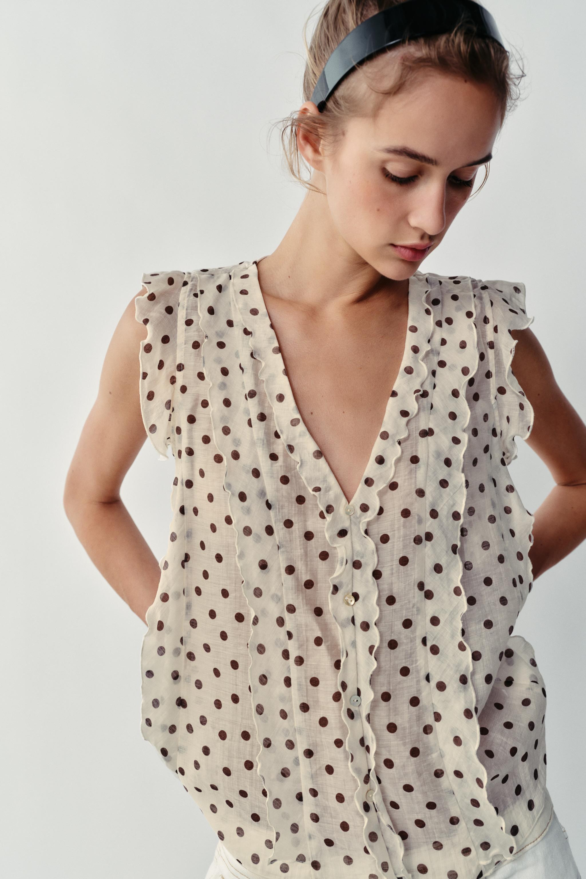 POLKA DOT PRINT BLOUSE | Zara US