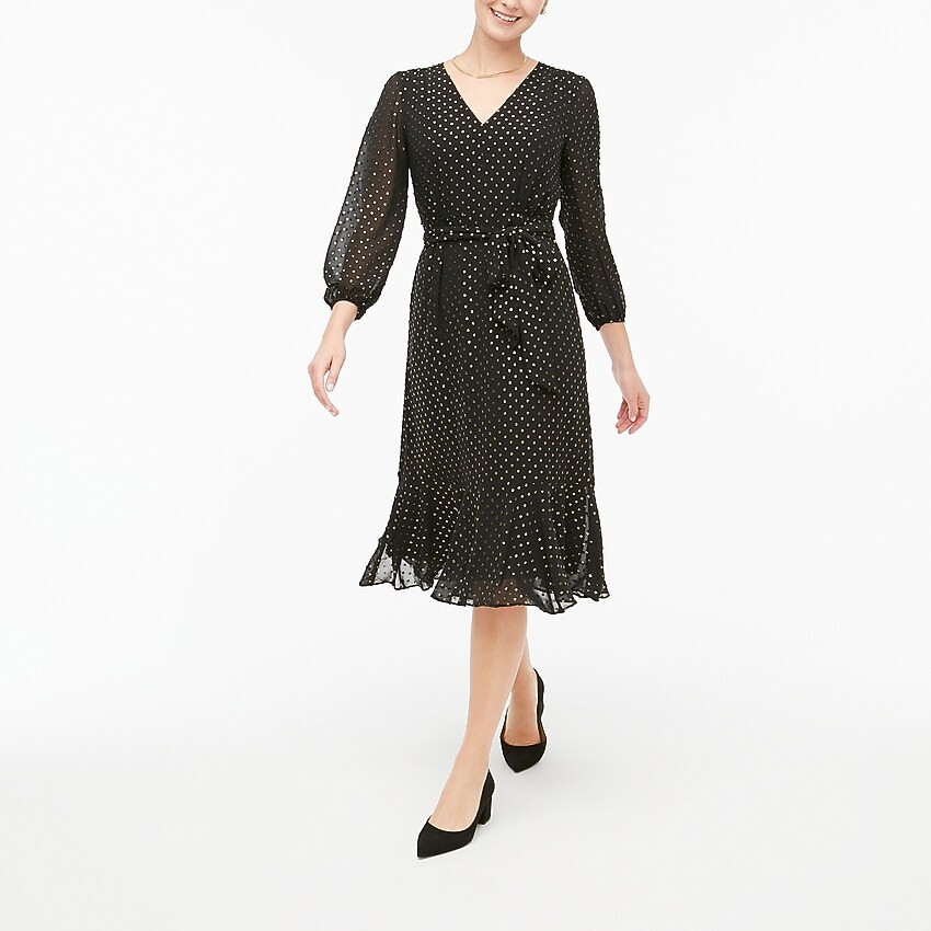 Big-bow midi dress in clip dot | J.Crew Factory