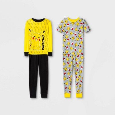 Boys' Pokemon 4pc Pajama Set - Yellow/Black/Gray | Target