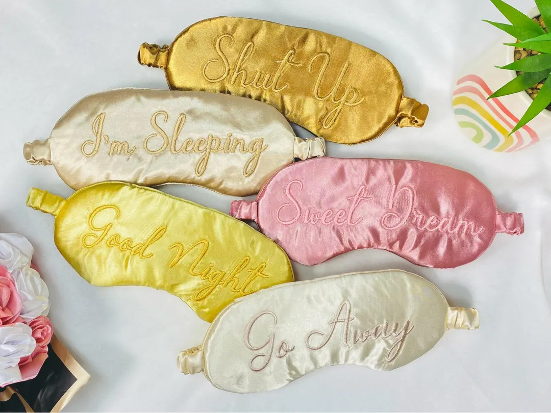 Embroidered Satin Sleep Mask. Handmade mask. Luxury Eye Mask. Birthday Gift. Bachelorette Party. | Etsy (US)
