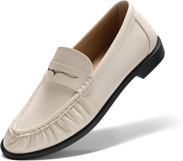 Coutgo Penny Loafers for Women Comfortable Slip on Shoes Collapsible Heel Closed Toe Dressy Casua... | Amazon (US)