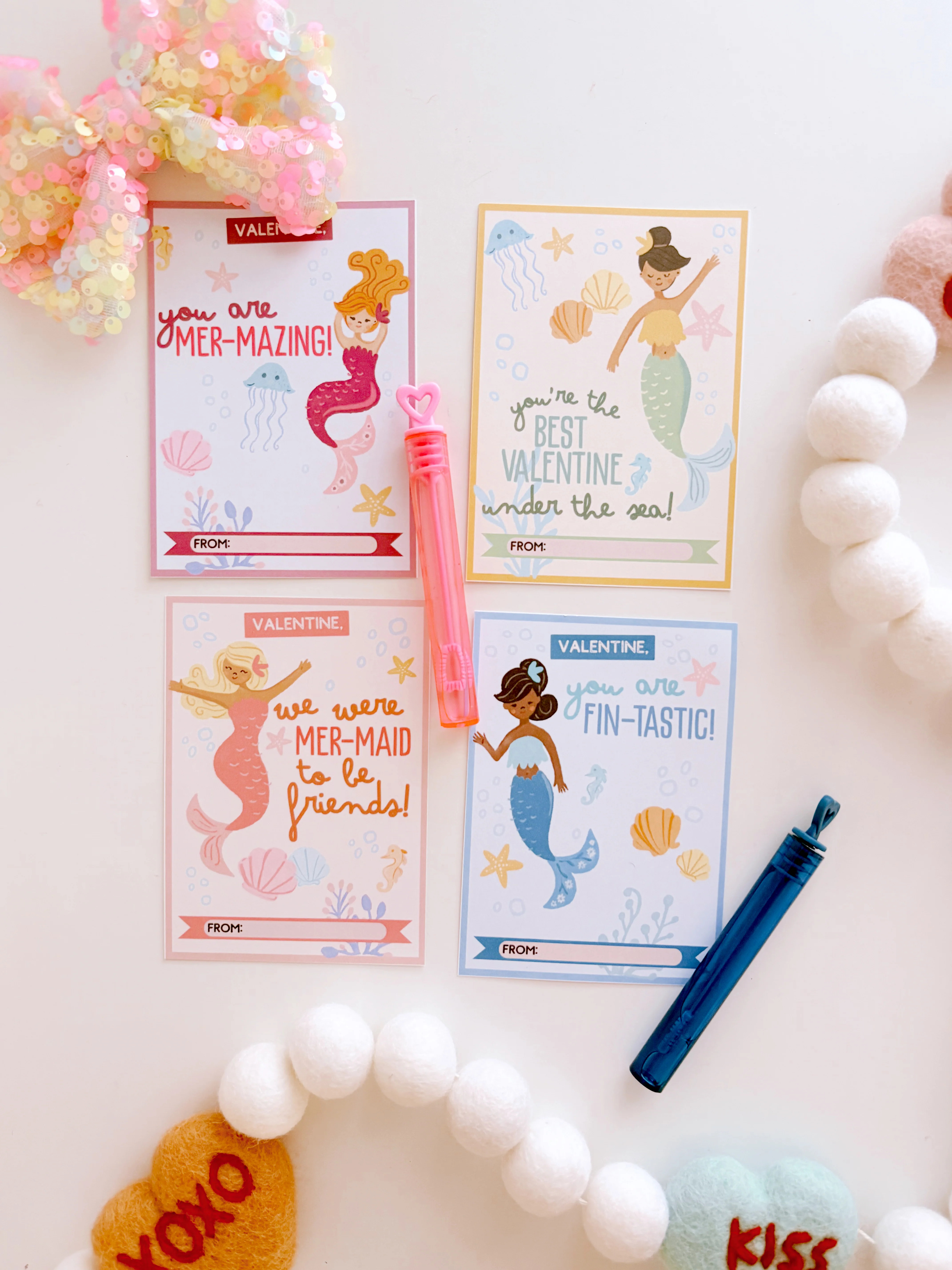 Mermaid Valentines | Printable Valentines | The Letter Vee