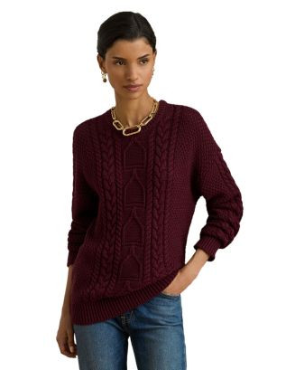 Cable Knit Cotton Crewneck Sweater | Bloomingdale's (US)