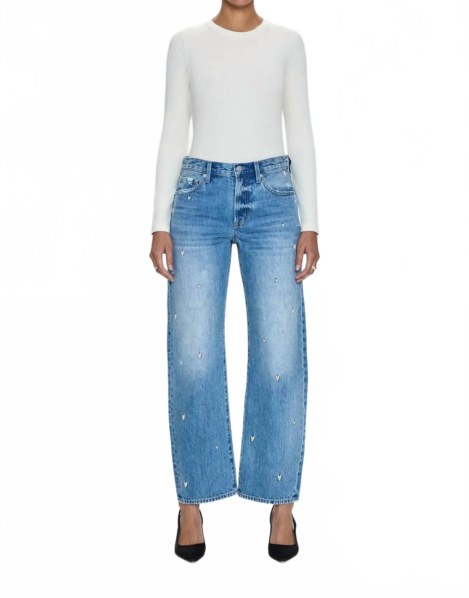 Lexi Mid Rise Bowed Straight Jean In Confetti Vintage | Shop Simon