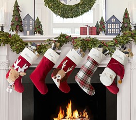 Tartan Plaid PB x pbk Classic Velvet Christmas Stocking | Pottery Barn Kids