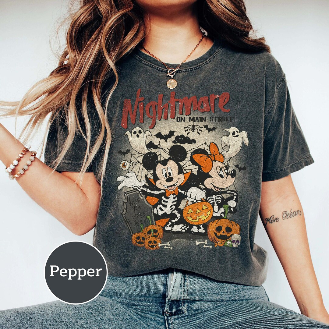 Mickey Minnie Halloween Shirt, Vintage Disney Halloween Comfort Colors T-shirt, Nightmare On The ... | Etsy (US)