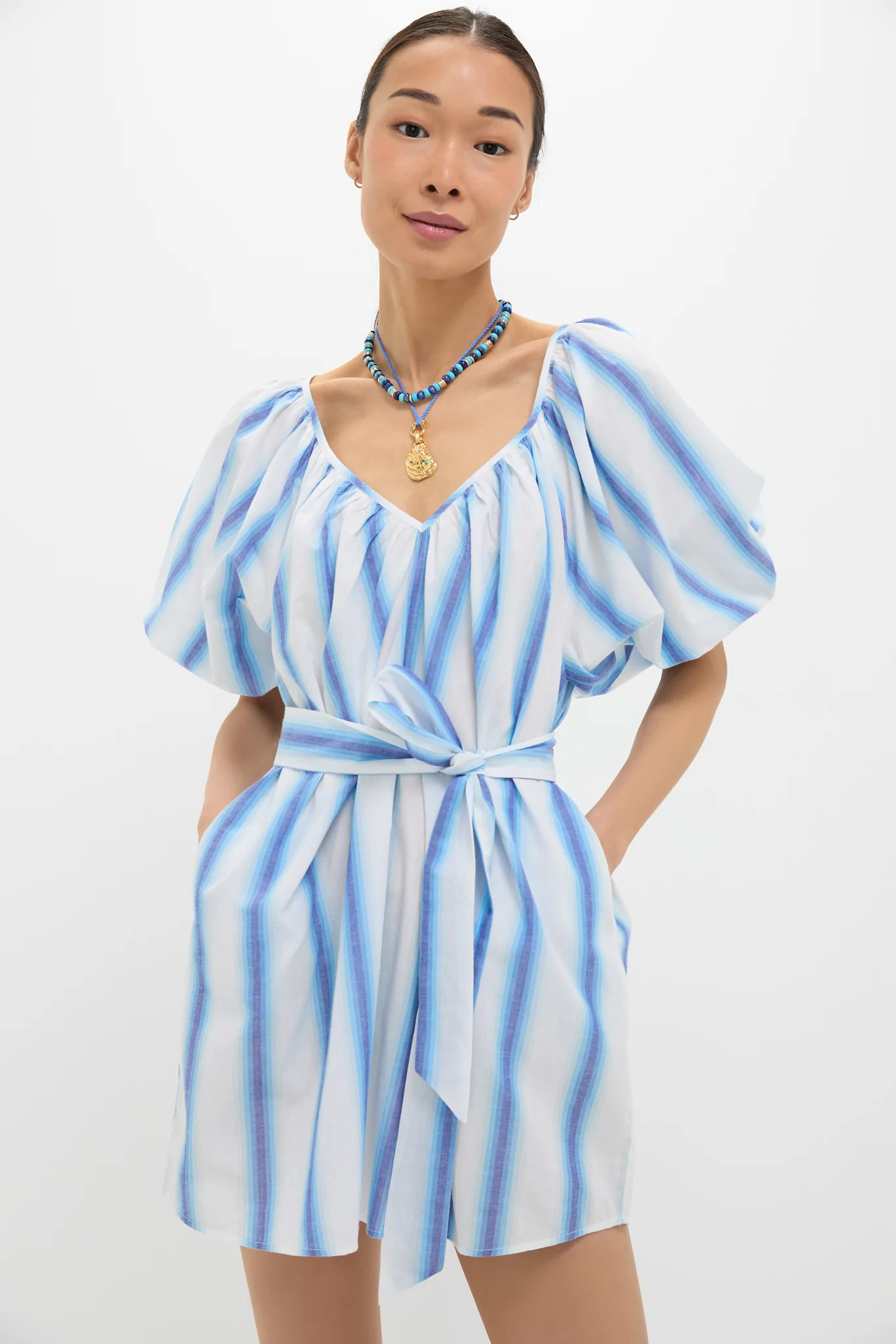 Blue Stripe Alix Mini Dress | Tuckernuck (US)