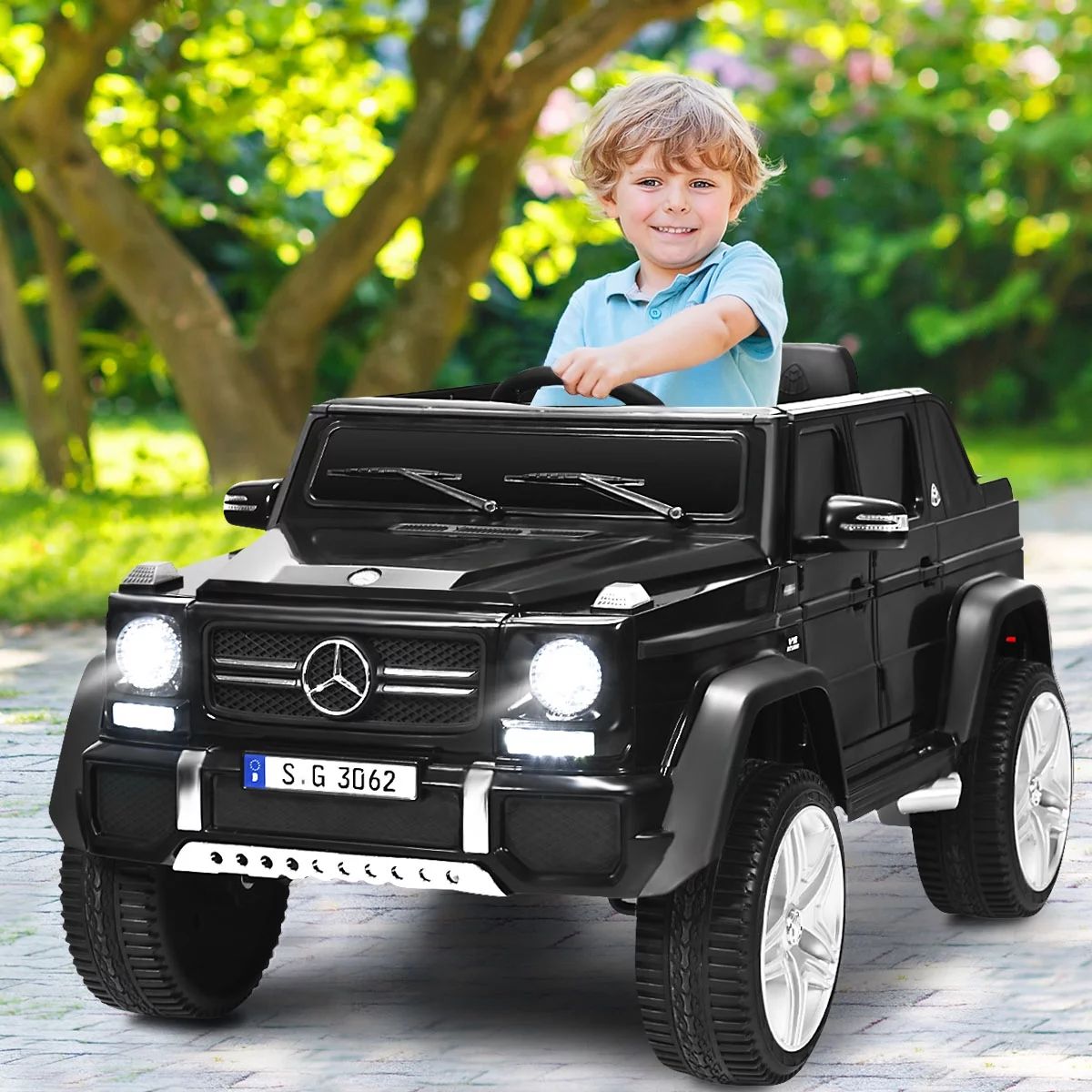 Costway Mercedes Benz 12V Electric Kids Ride On Car RC Remote Control W/Trunk Black - Walmart.com | Walmart (US)