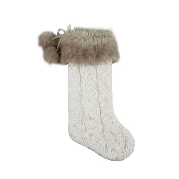 Holiday Time 21 inches Cream Knit Stocking with Faux Fur Cuff, 21 inch, Festive | Walmart (CA)