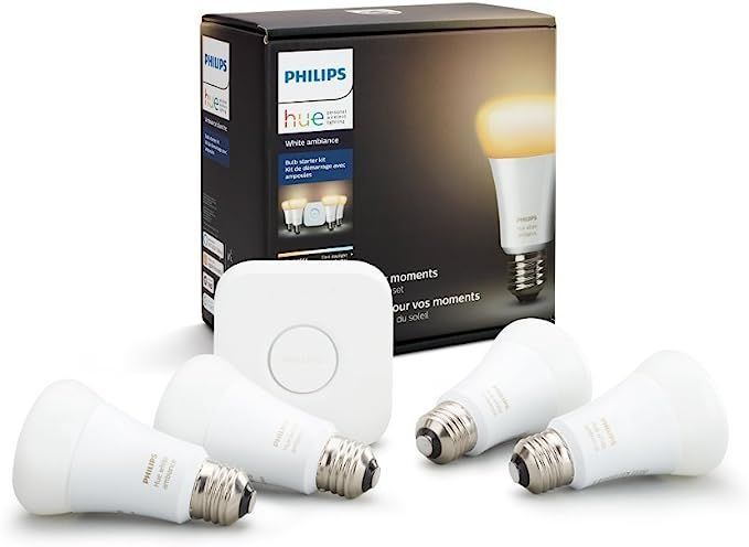 Philips Hue White Ambiance Smart Bulb Starter Kit (4 A19 Bulbs and 1 Hub Works with Alexa Apple H... | Amazon (US)