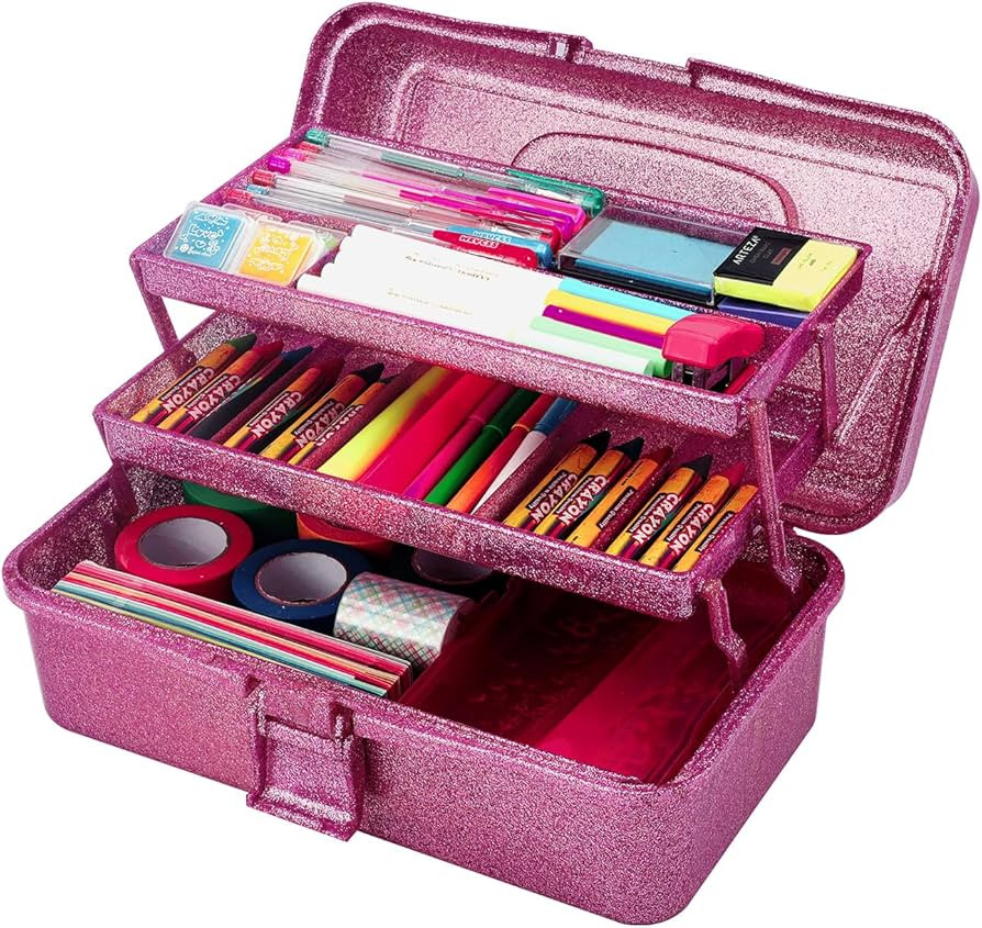 Glitter Purple 3 Layer Craft Storage Box, Purple Tackle Box Organizer for Craft Tool, Cosmetic Or... | Amazon (US)