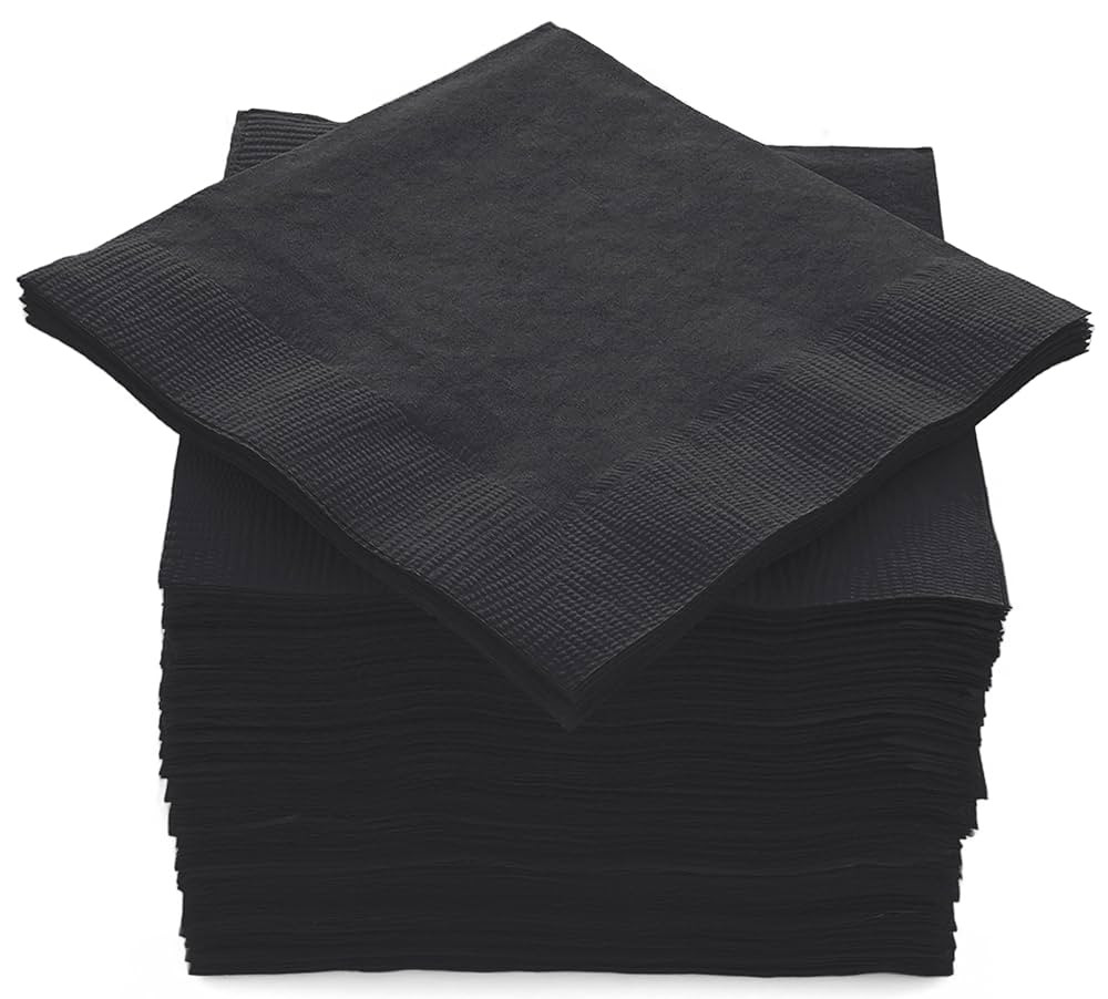100 Pack Black Beverage Napkins, Big Party Pack, 2 Ply, Ideal for Wedding, Party, Birthday, Dinne... | Amazon (US)