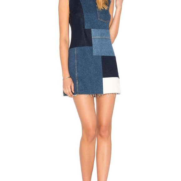 NWT GRLFRND Heidi Denim Patchwork Dress Sz Small | Poshmark