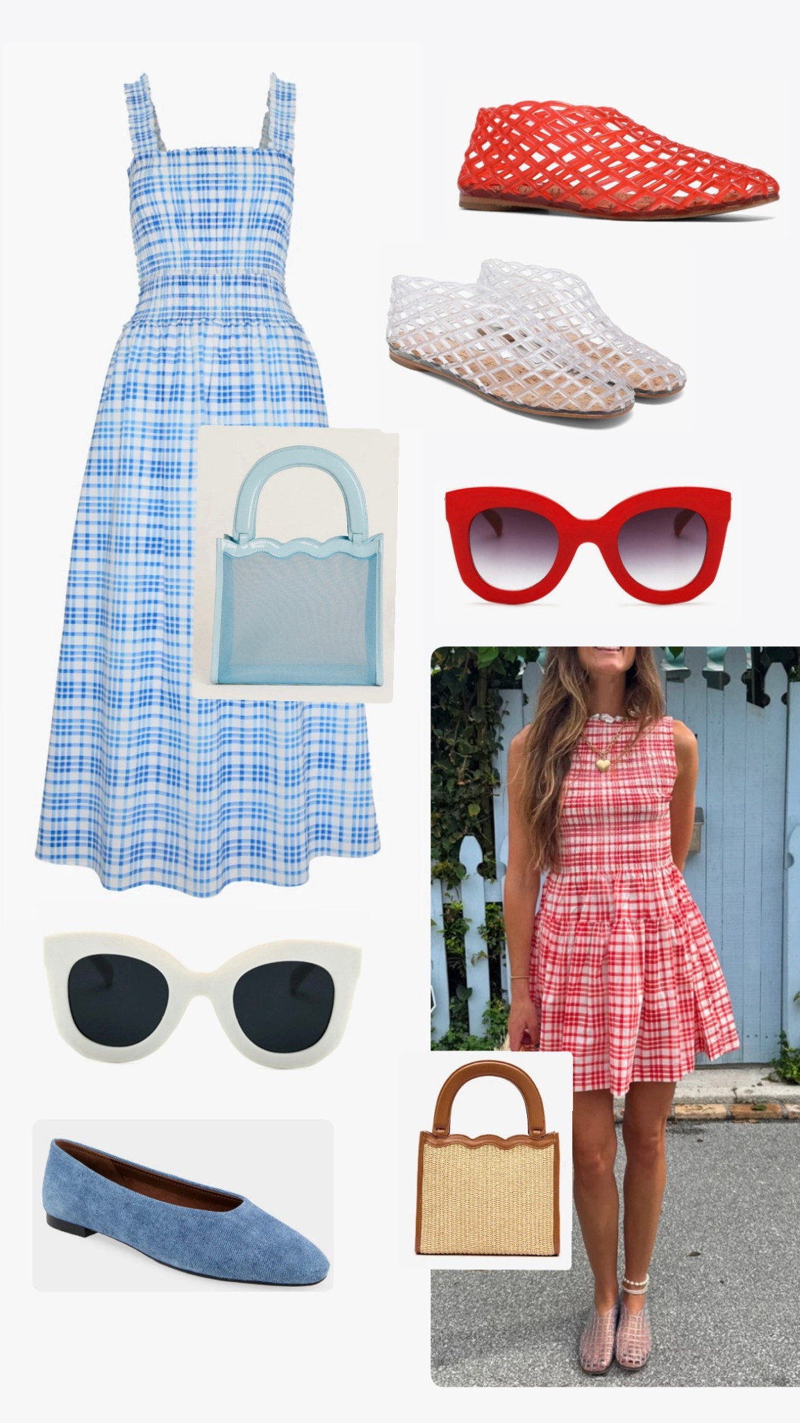 4th of July outfit, gingham, party, travel outfit, jelly flats, jelly cage sandals, Celine dupe sunglasses, Celine Amazon sunglasses, summer outfit, euro summer outfit 

#LTKSummerEdit #LTKWedding #LTKTravel