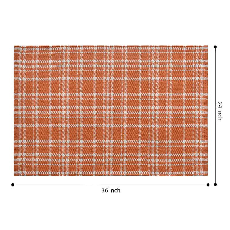 Orange & White Plaid Layering Accent Rug, 24x36 | At Home