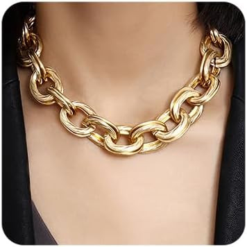 Octwine Dainty O Link Necklace Gold Chunky Choker Cuban Statement Thick Link Collar Chain Punk Hi... | Amazon (US)