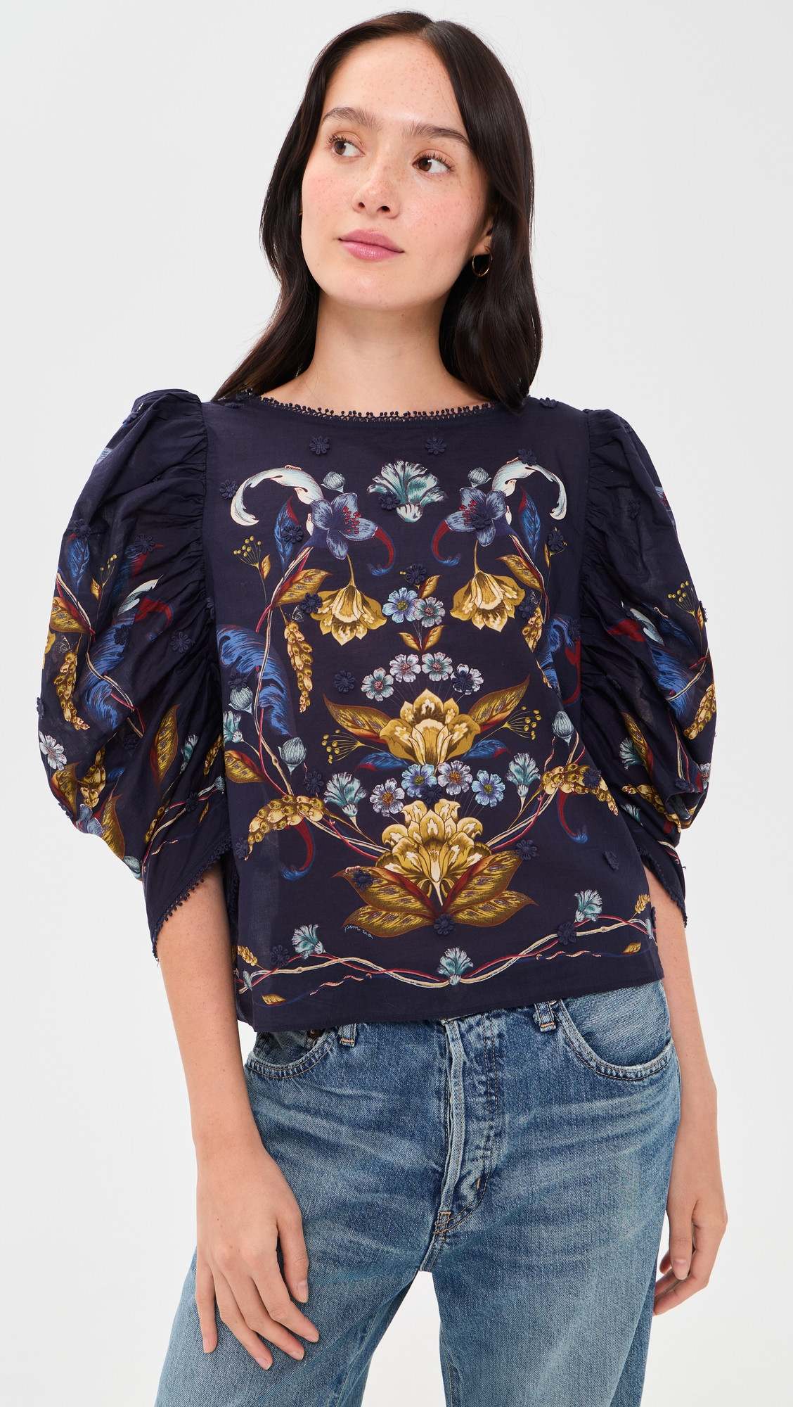 FARM Rio Golden Nature Navy Blue Blouse Golden Nature Navy Blue M | Shopbop