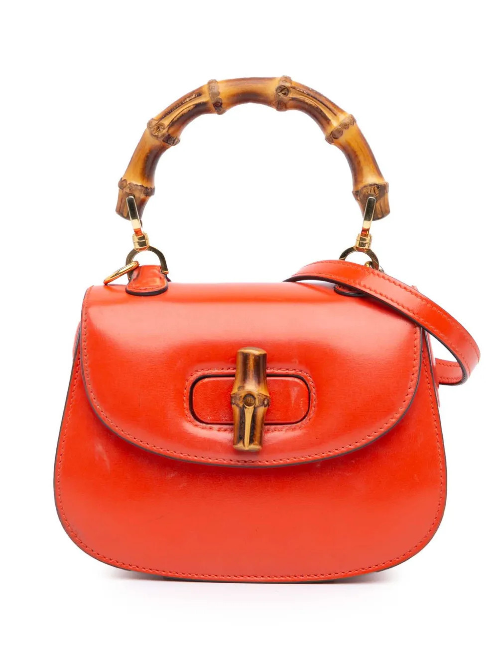 Gucci Pre-Owned 2016-2024 Mini Calfskin 1947 Bamboo Top Handle Bag satchel - Orange | Farfetch Global