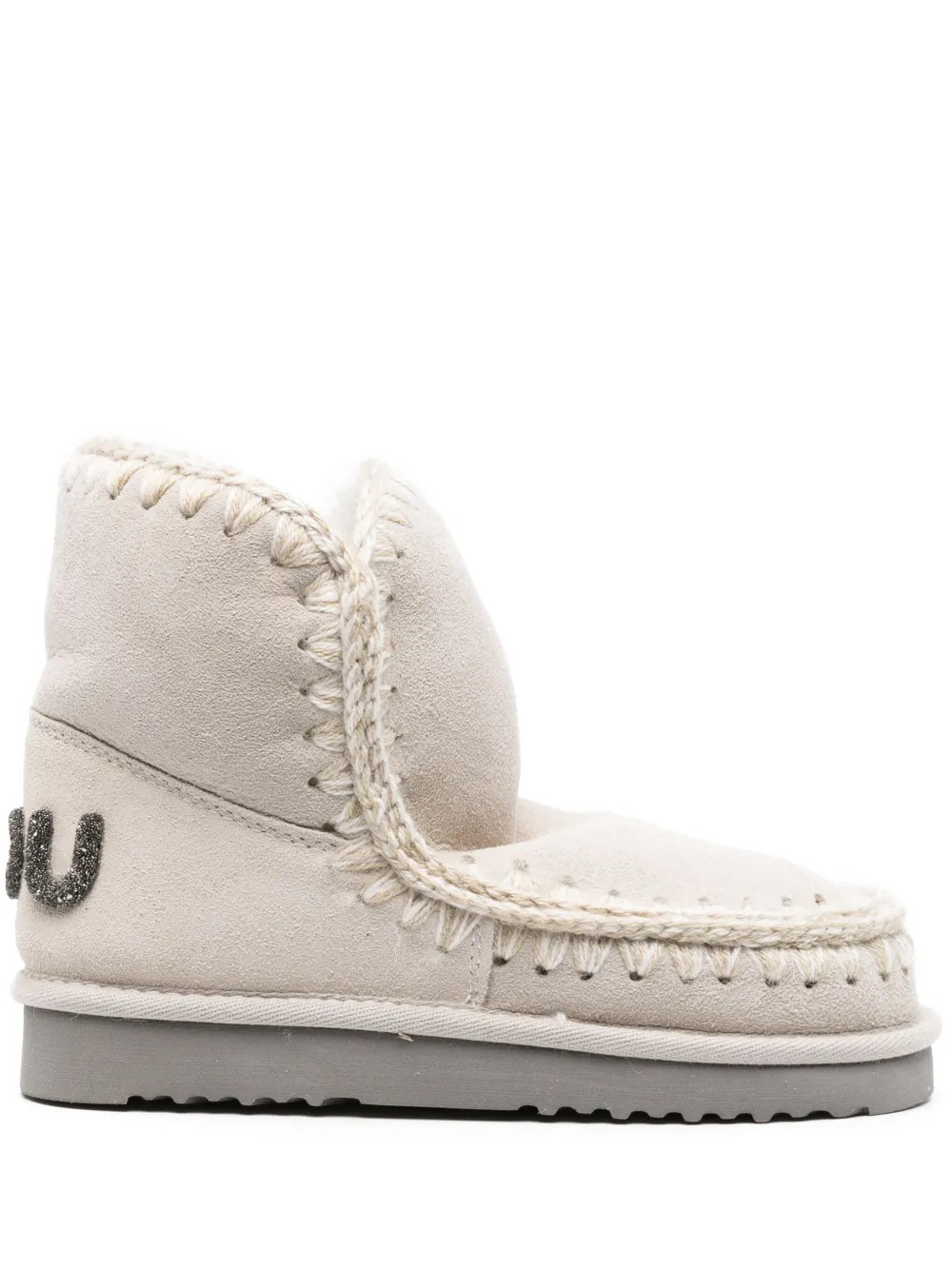 Mou whipstitch-detail Sheepskin Boots | Neutrals | FARFETCH | Farfetch Global