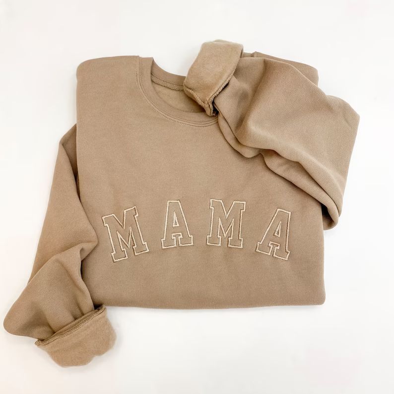 Mama Crewneck Sweatshirt - Embroidered Varsity Design | Mama Crewneck Sweatshirt | Sweatshirt for... | Etsy (US)