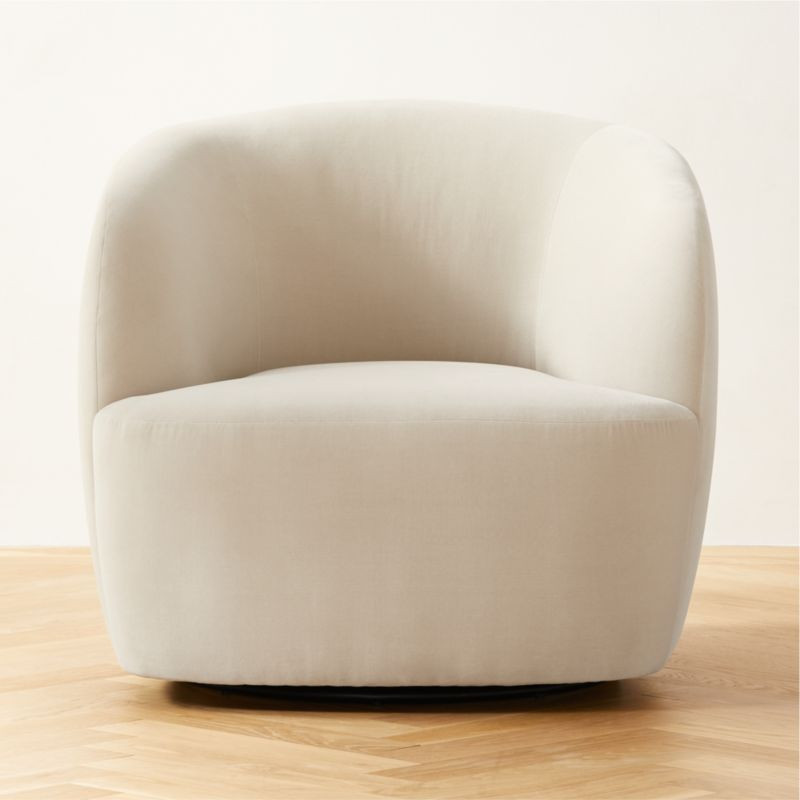 Gwyneth Modern Warm White Velvet Swivel Chair + Reviews | CB2 | CB2