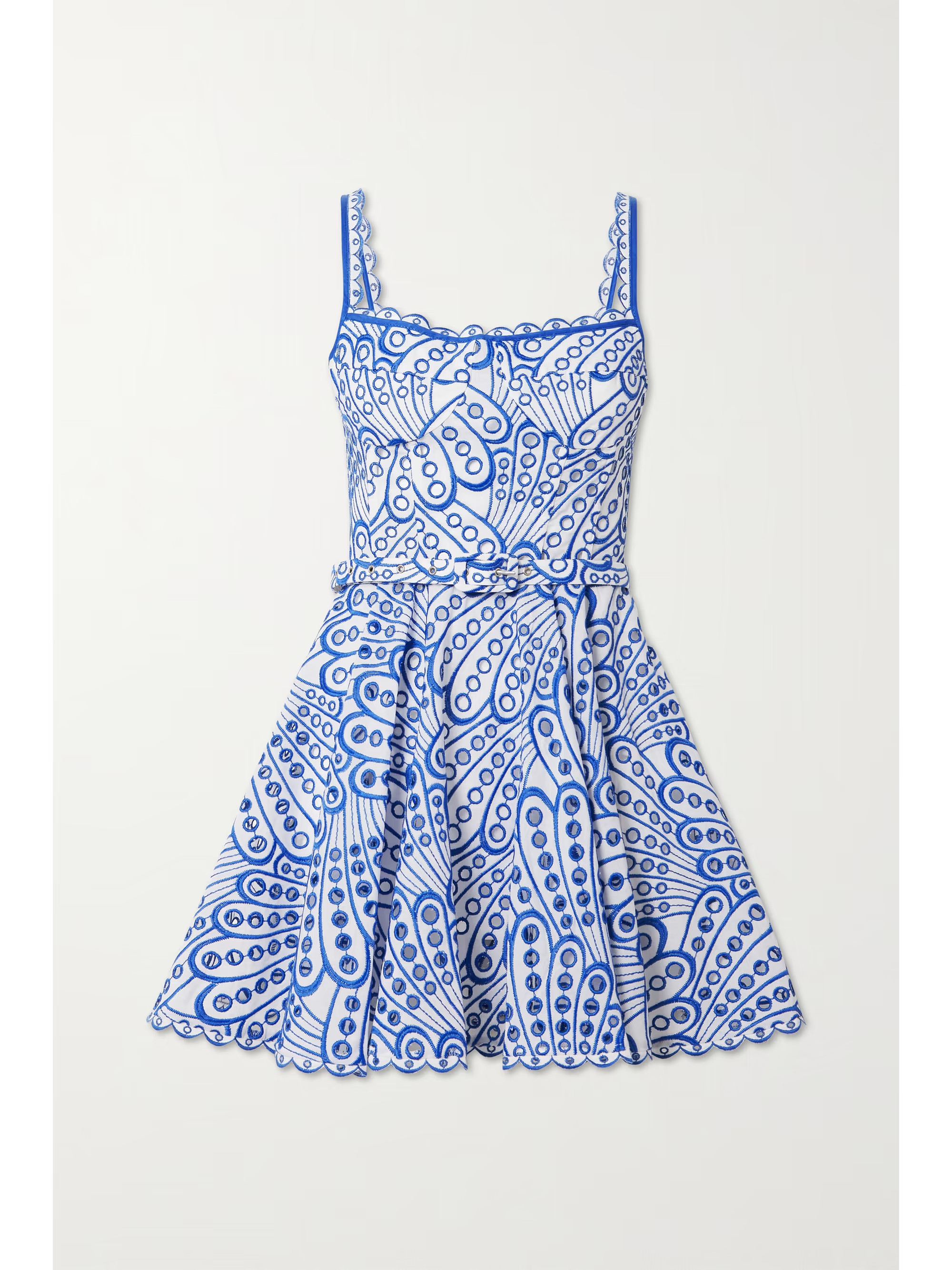 Nina belted broderie anglaise cotton-blend mini dress | NET-A-PORTER (UK & EU)