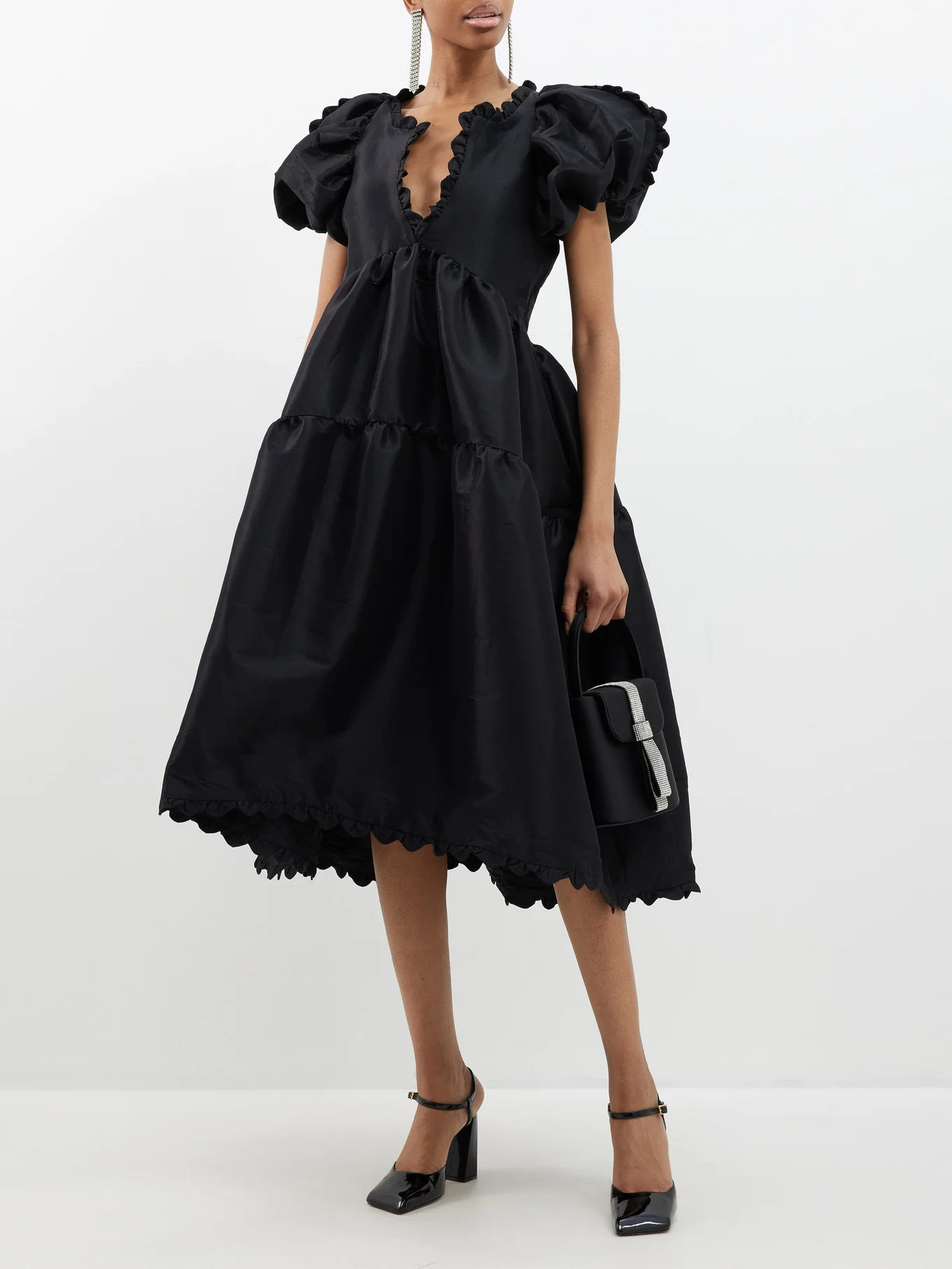 Leana ruffled taffeta midi dress | Matches (US)