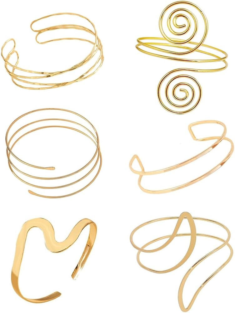 Amazon.com: ItsStarred Minimalist Arm Cuff Gold, Arm Cuff Upper Arm Bracelet, Upper Arm Cuff Bang... | Amazon (US)