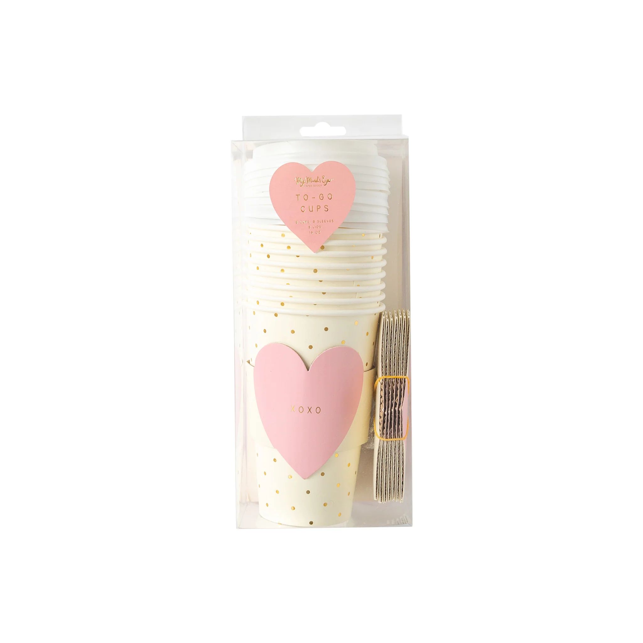 Pink XOXO Heart Cozy To-Go Cups (8 ct) | My Mind's Eye
