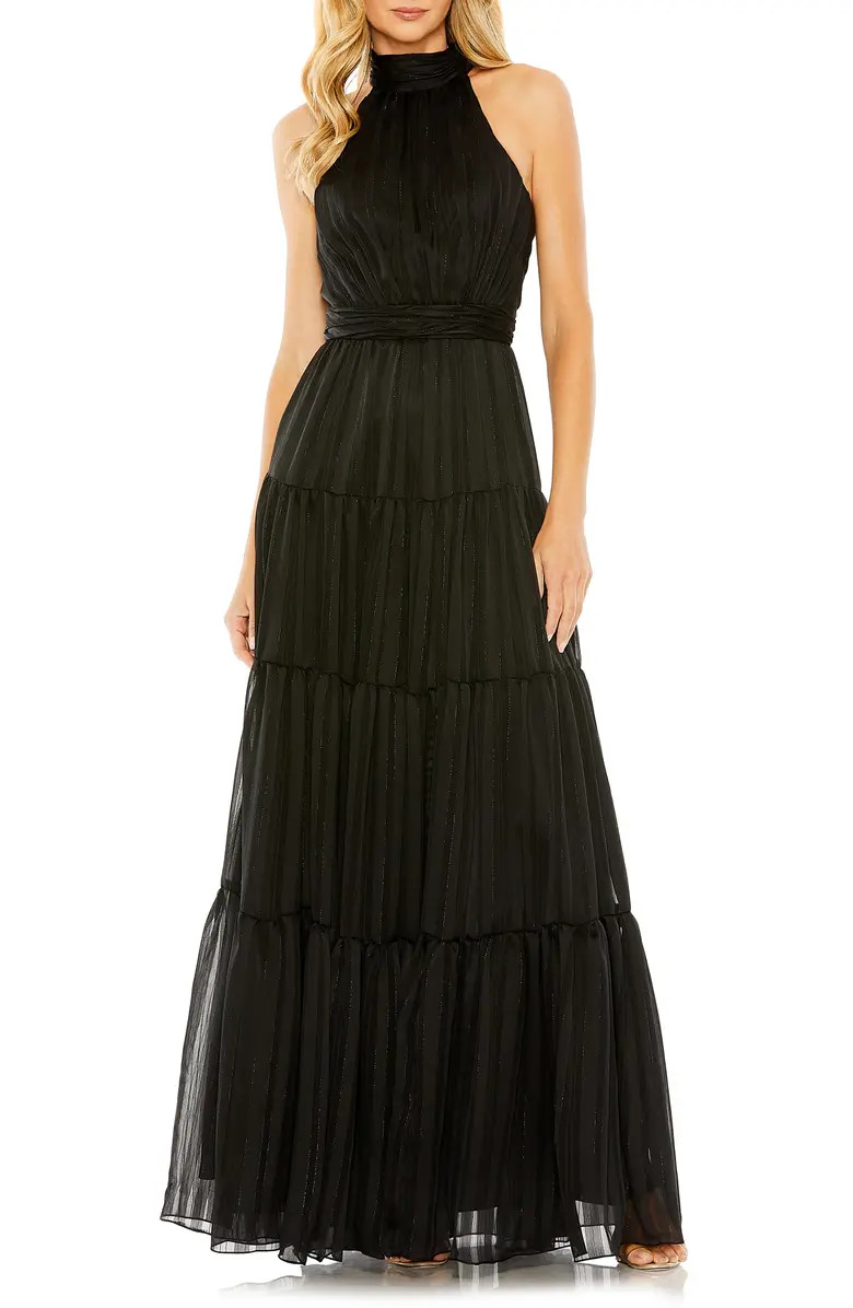 Bow Back Tiered A-Line Gown | Nordstrom