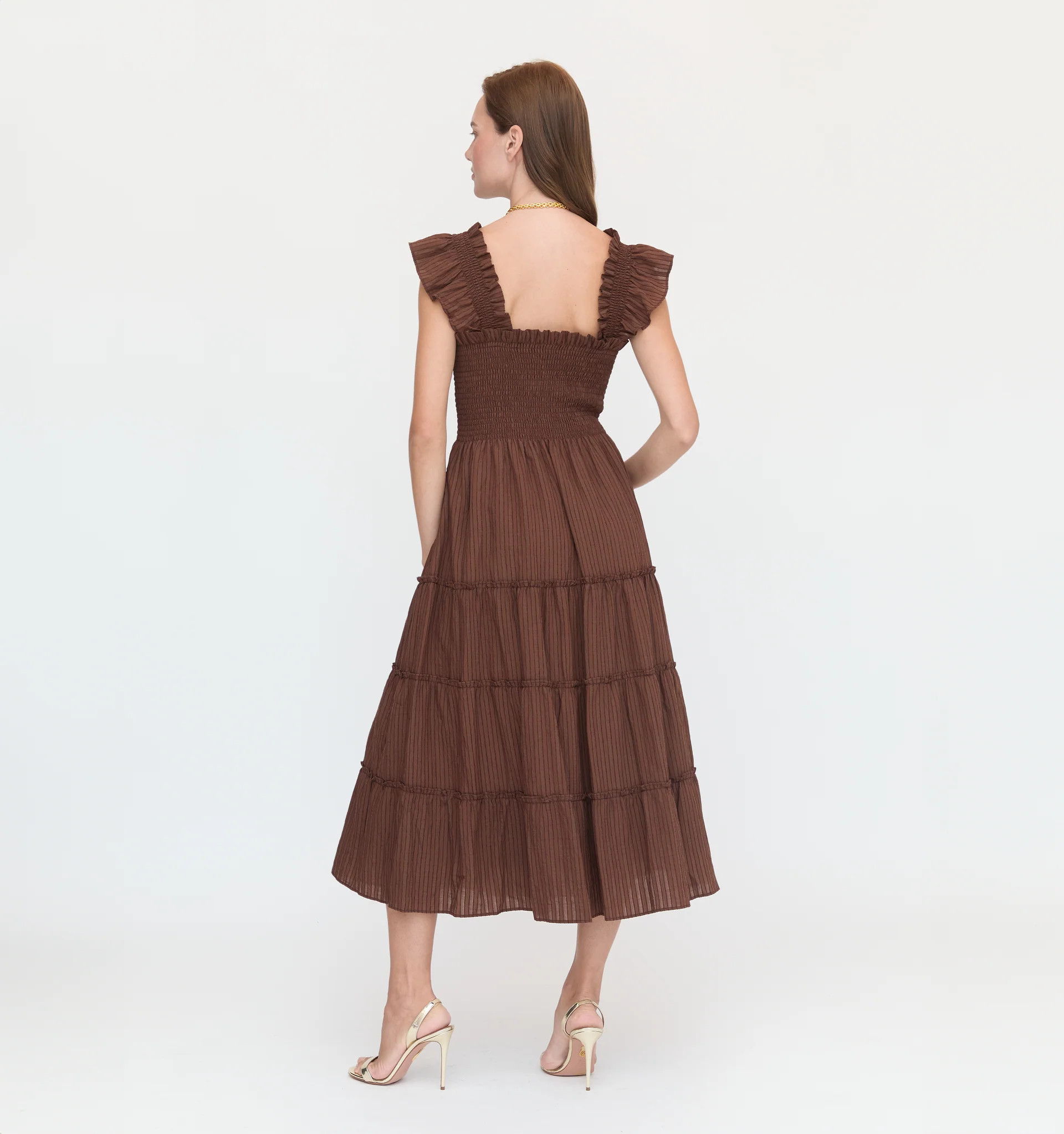 The Ellie Nap Dress - Chocolate Tonal Seersucker | Hill House Home US