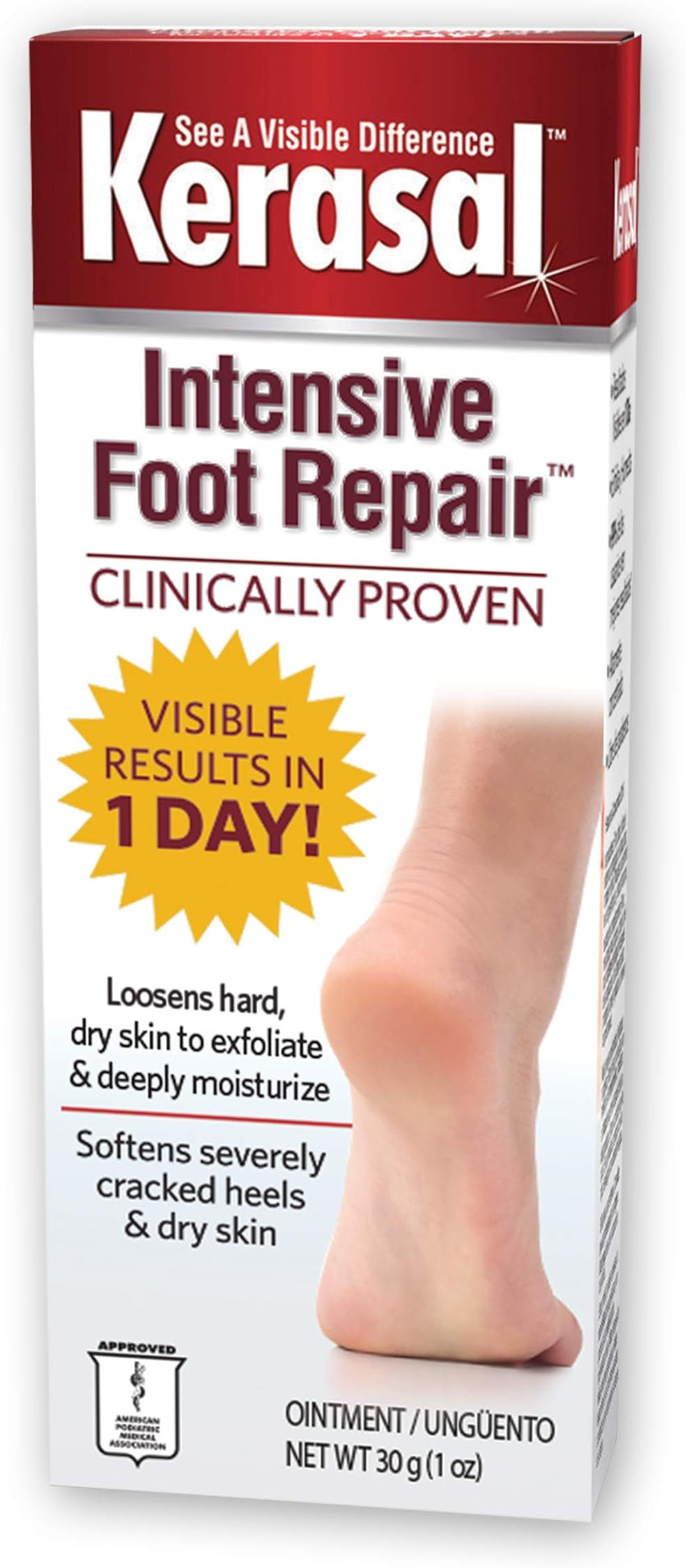 Kerasal Intensive Foot Repair, Skin Healing Ointment for Cracked Heels and Dry Feet, 1 Oz | Amazon (US)