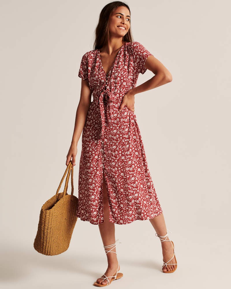 Button-Up Midi Dress | Abercrombie & Fitch (US)
