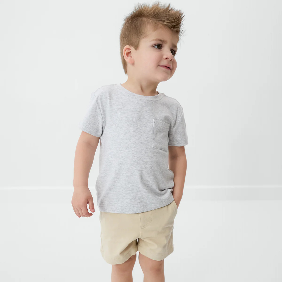 Light Heather Gray Relaxed Pocket Tee | Little Sleepies