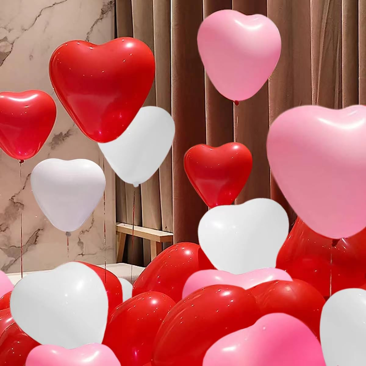50pcs 10-inch Heart shaped balloons 3 Kinds of Color Latex Balloons for Valentines Day,Propose Ma... | Amazon (US)