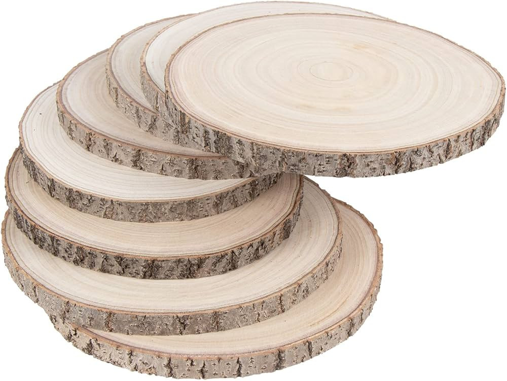 Maputune 8 Pcs 10-11 in Large Unfinished Wood Slices for Centerpieces, Natural Rustic Wooden Plat... | Amazon (US)