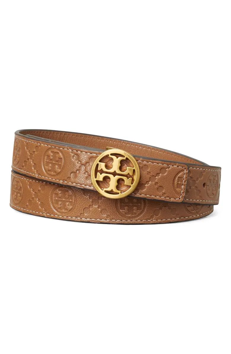 Tory Burch Logo Monogram Embossed Leather Belt | Nordstrom | Nordstrom