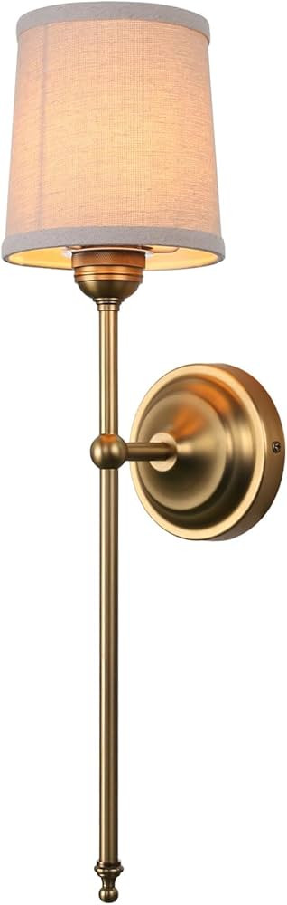 Antique Finish Sconce Wall Lighting Fixture with Linen Fabric Shade, E26 Hardwired Indoor 1-Light... | Amazon (US)