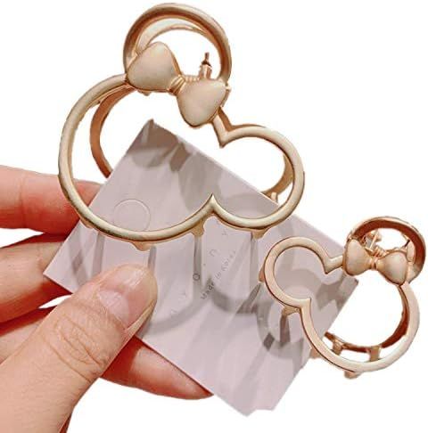 Large Metal Hair Claw Clips (2-Pack), Mickey Mouse Lady Thick Hair Barrette, Hollow Non-slip Hair... | Amazon (US)