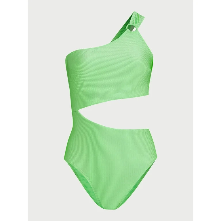 Jessica Simpson Women's Cutout One Shoulder One Piece Swimsuit, Sizes XS-XXL | Walmart (US)