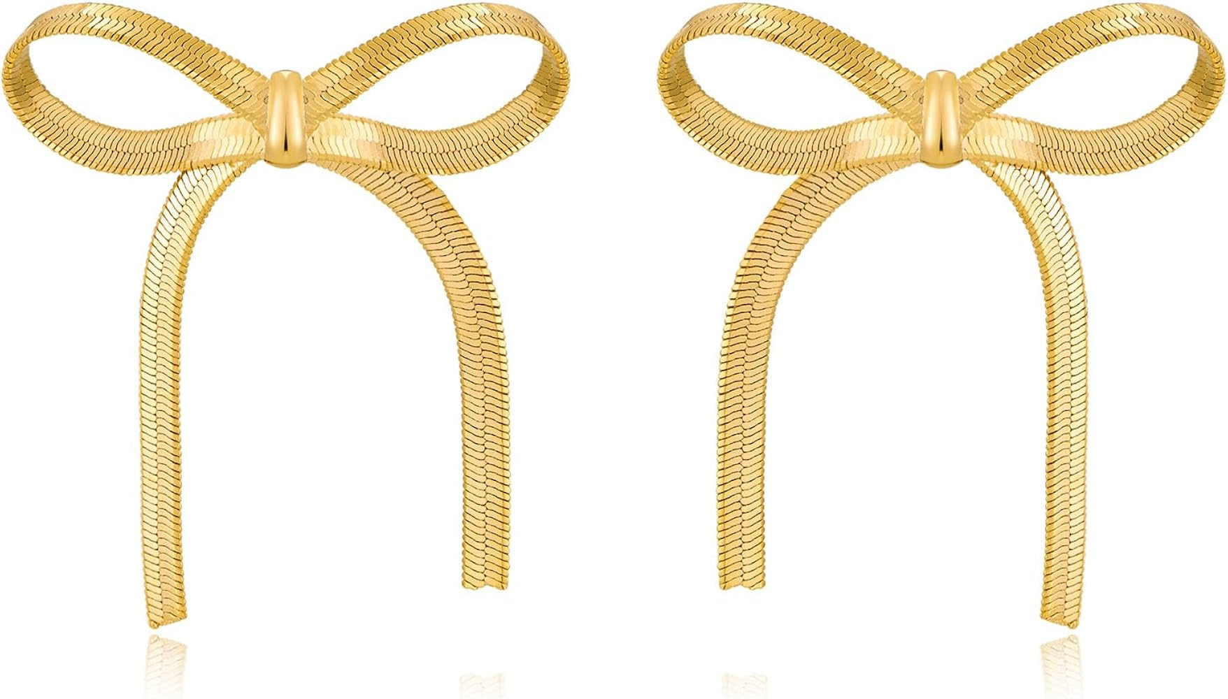 Gold Silver Bow Drop Earrings for Women Long Tassel Chain Bow Earrings Ribbon Bowknot Dangle Earr... | Amazon (US)