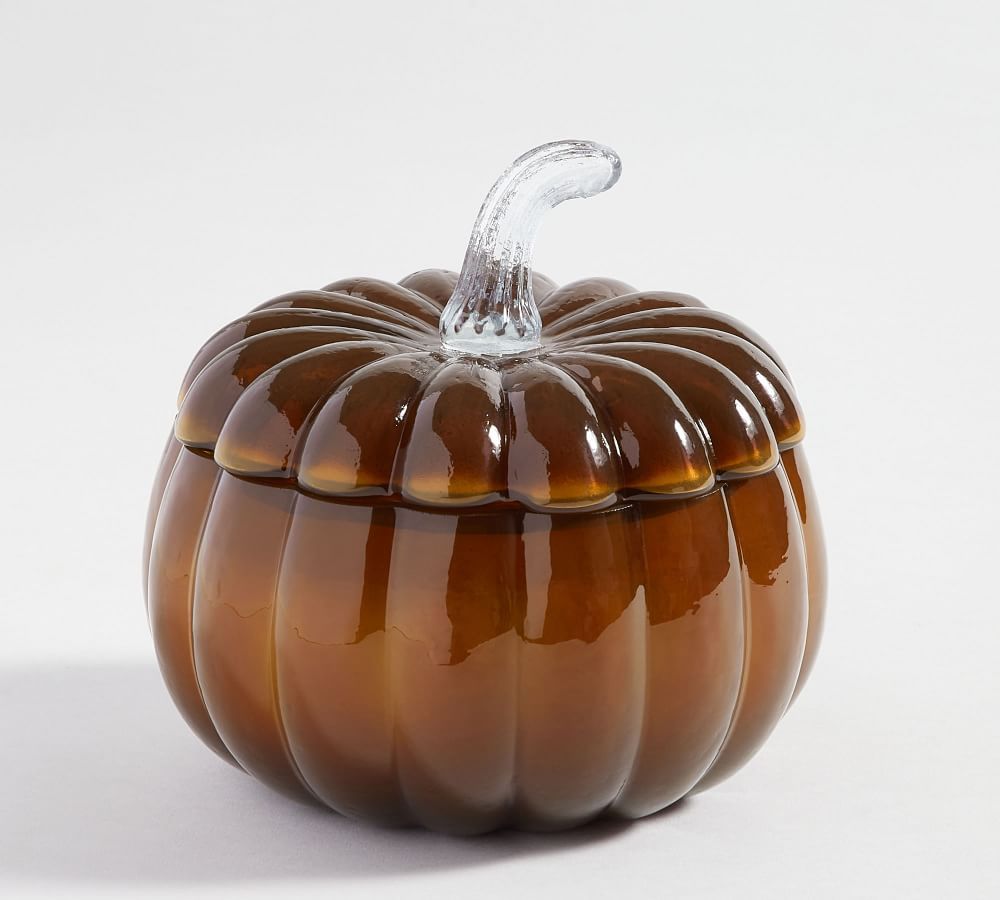 Recycled Glass Pumpkin Candle, Amber, Harvest Spice, Large | Pottery Barn (US)