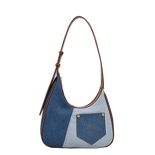 Extolove Denim Bag, Trendy Jean Purses for Women Y2K Denim Shoulder Bag Hobo Purses Handbag (Light Blue) | Amazon (US)