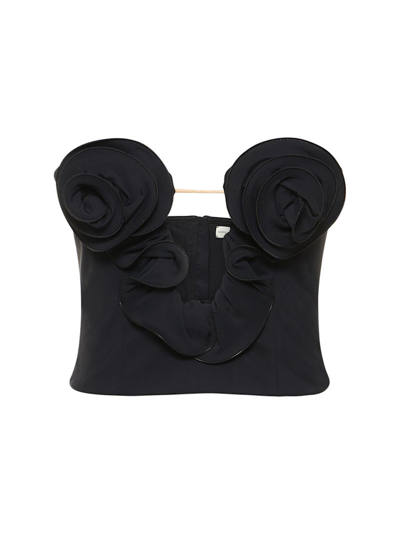 Top bustier de viscosa con apliques de flor | Luisaviaroma