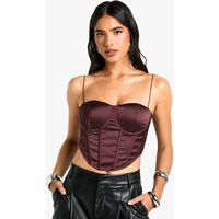 Womens Strappy Satin Corset - Brown - 12 | boohoo (US & Canada)
